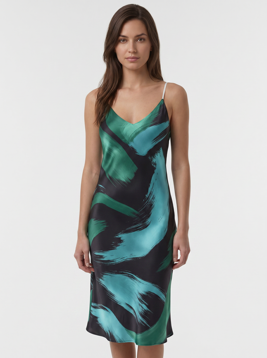 Designer Sophia Slip Dress "Green Velvet"