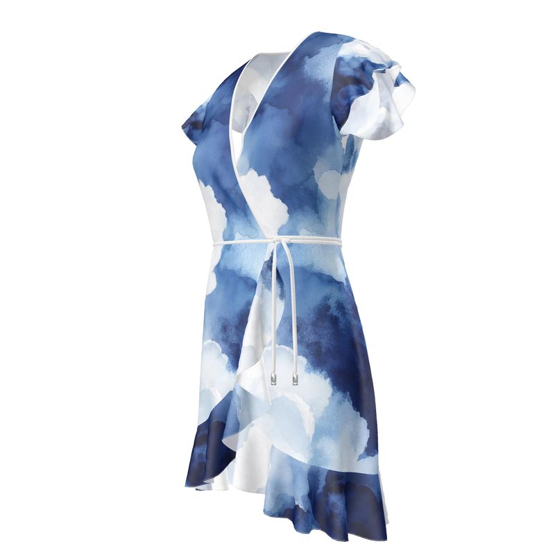 Designer Volant Dress "Aqua"