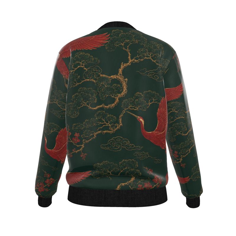 Reversible Women’s Bomber Jacket “Crimson Crane”
