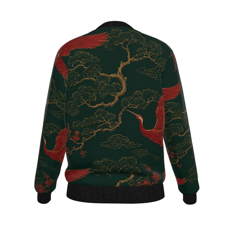 Reversible Women’s Bomber Jacket “Crimson Crane”