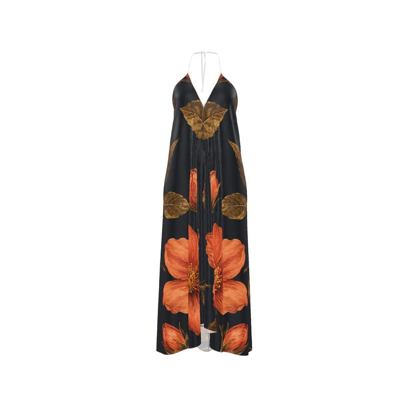 Halterneck Backless Dress “Midnight Bloom”