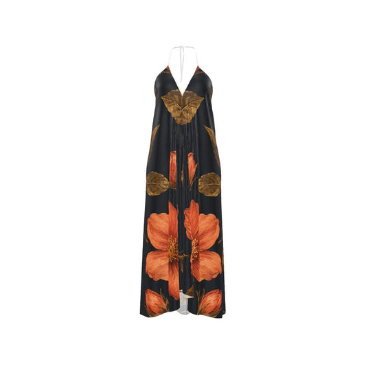Halterneck Backless Dress “Midnight Bloom”