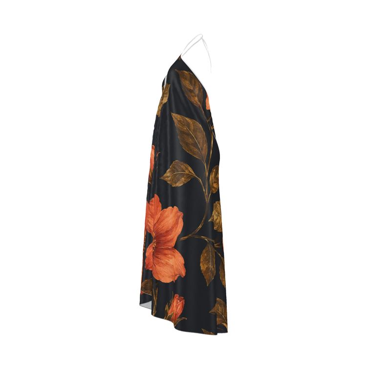 Halterneck Backless Dress “Midnight Bloom”