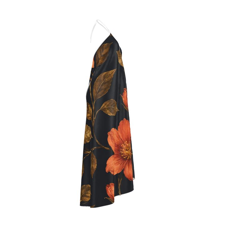 Halterneck Backless Dress “Midnight Bloom”