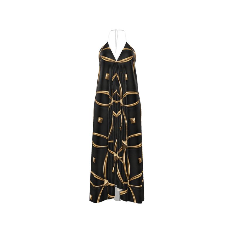 Halterneck Backless Dress “Golden Nocturne”