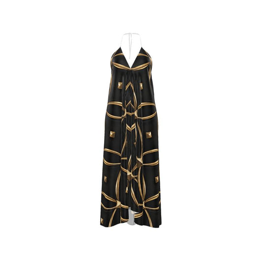 Halterneck Backless Dress “Golden Nocturne”