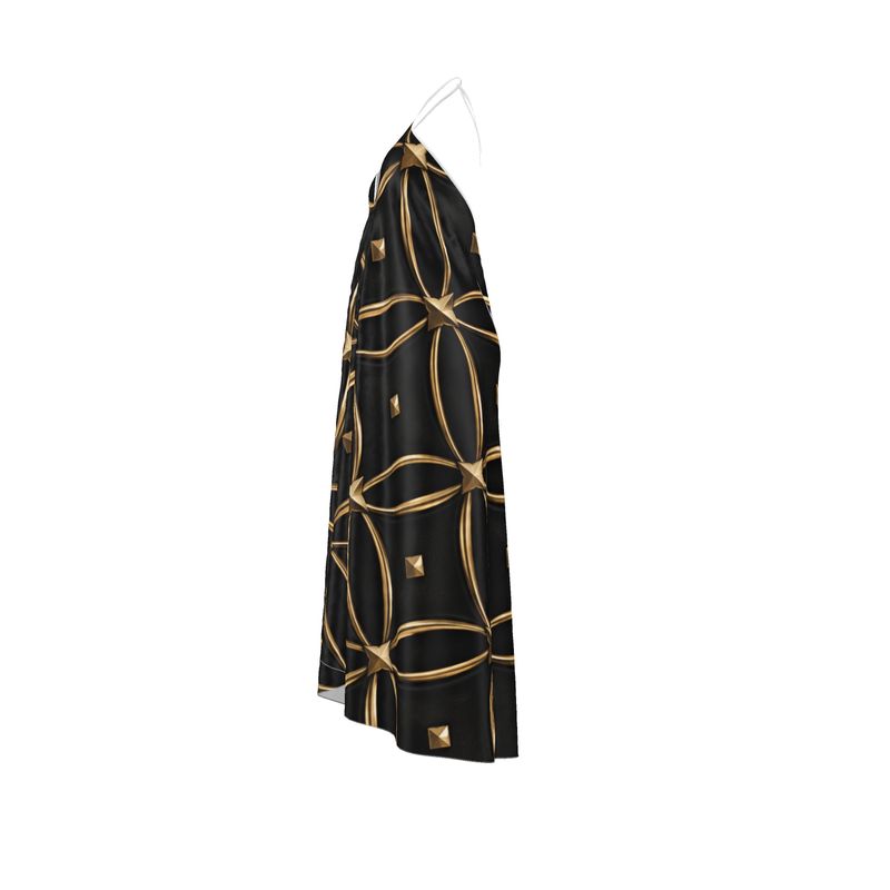 Halterneck Backless Dress “Golden Nocturne”