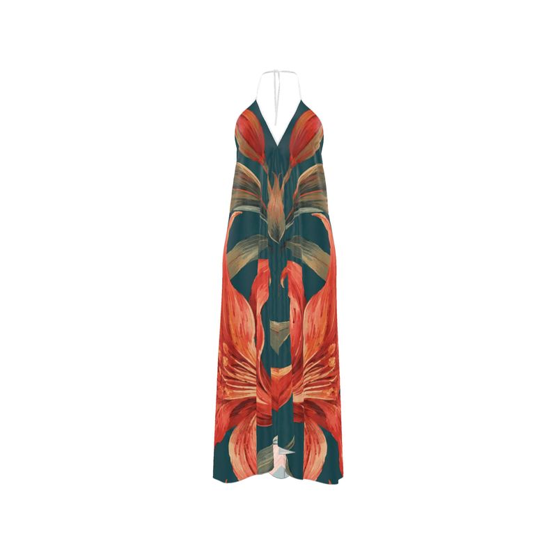 Halterneck Backless Dress “Ember Mirage”