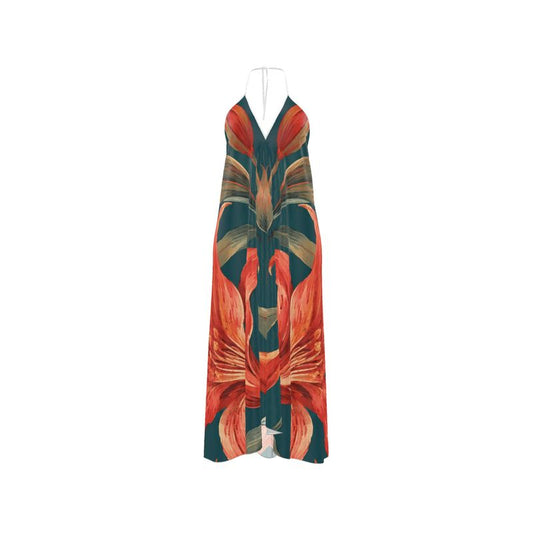 Halterneck Backless Dress “Ember Mirage”