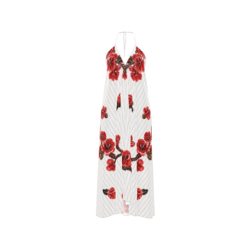 Halterneck Backless Dress “Scarlet Poetry”