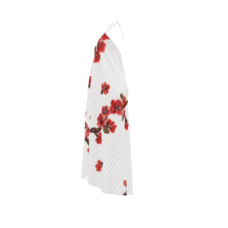 Halterneck Backless Dress “Scarlet Poetry”