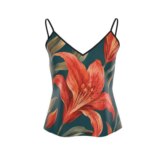 Strappy Camisole "Crimson Bloom"