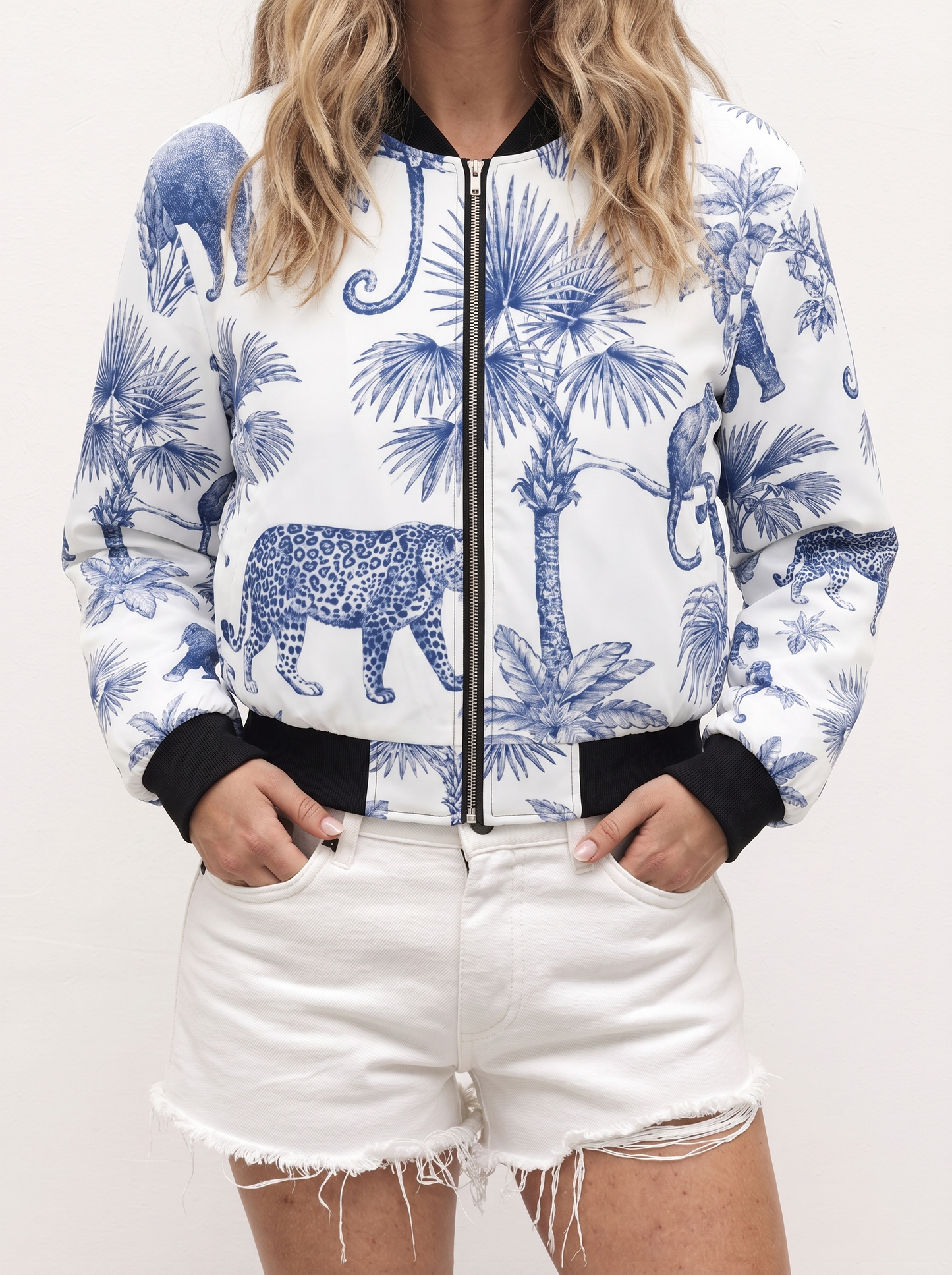 Reversible Women’s Bomber Jacket “Blue Safari”