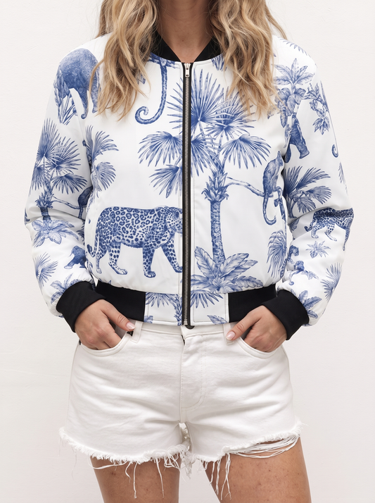 Reversible Women’s Bomber Jacket “Blue Safari”