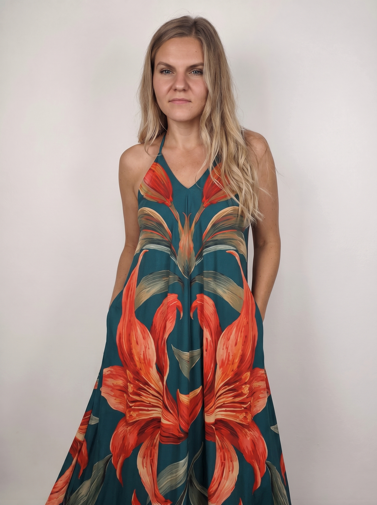 Halterneck Backless Dress “Ember Mirage”