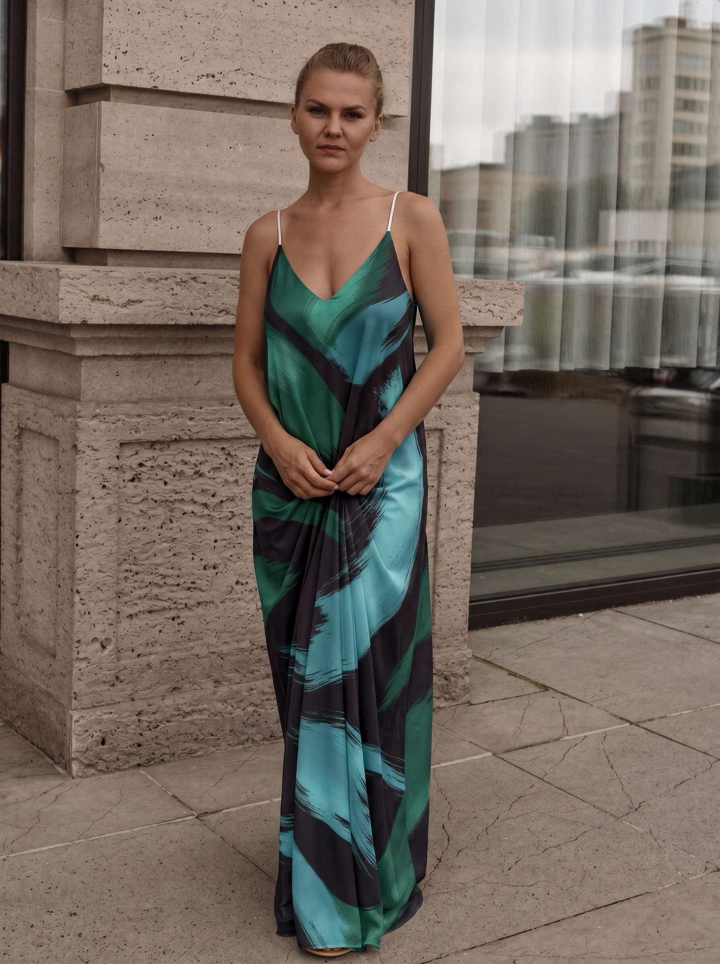 Designer Sophia Slip Dress "Green Velvet"
